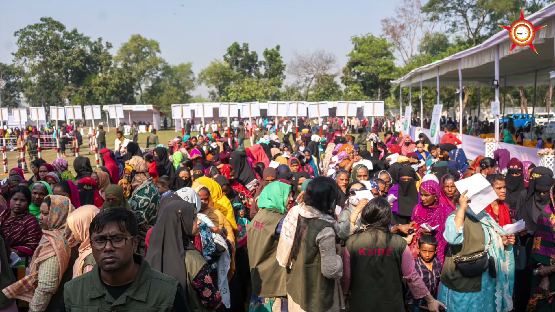 A large crowd waiting at the 2024 medical camp.